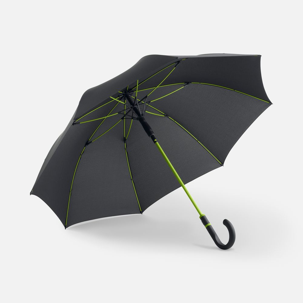 Зонт-трость с цветными спицами Color Style, зеленое яблоко, с черной ручкой