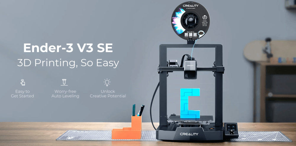 3D принтер Creality Ender-3 V3 SE, размер печати 220x220x250mm, FDM, PLA/TPU(95A)/PETG, max 250 мм/с., датчик CR Touch (автоматическое выравнивание стола), SD Card, 350Вт (набор для сборки)