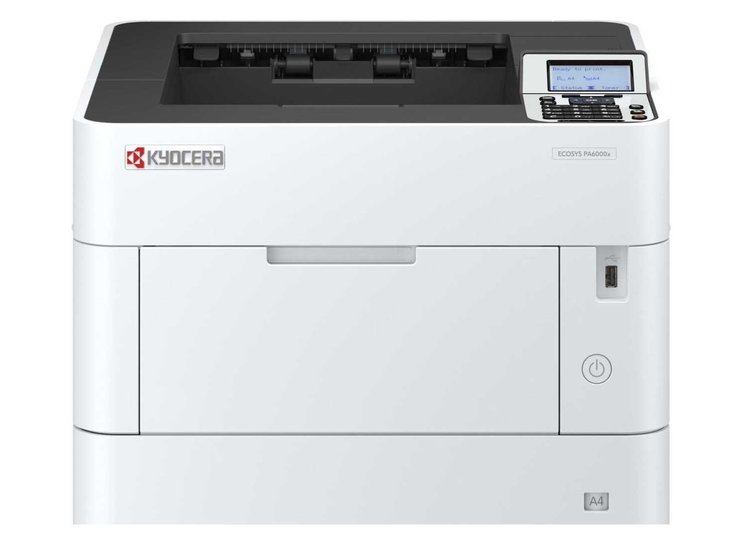 Лазерный принтер Kyocera PA6000x (А4, 1200dpi, 512Mb, 60 ppm, 500 + 100 л., дуплекс, USB 2.0, Gigabit Ethernet, тонер на 11K)