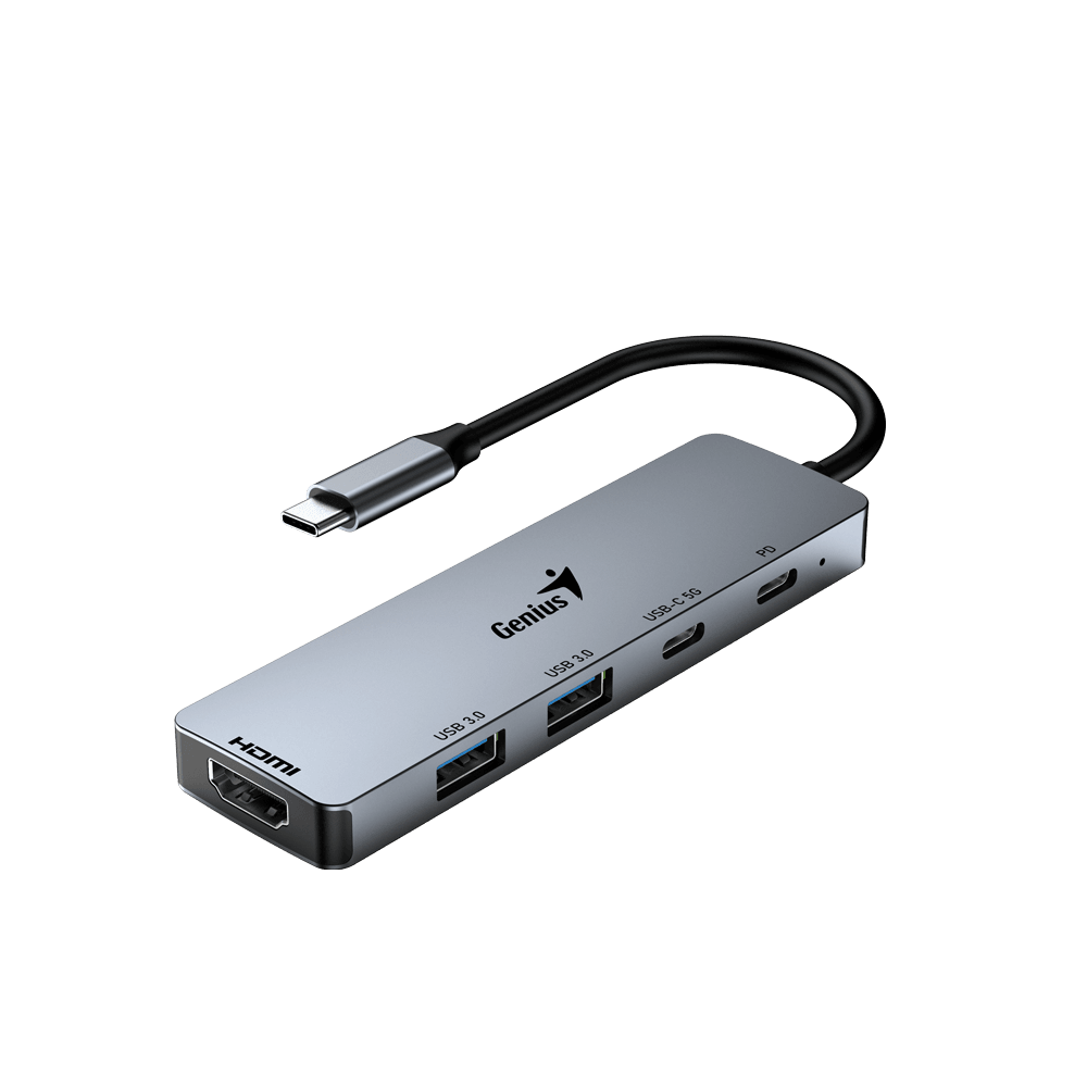 USB HUB UH-500 5-в-1, USB-C PD мощностью до 100 Вт, порты передачи данных USB 3.0 x 2, USB-C x 2, видеовыход 4K HDMI 60 Гц