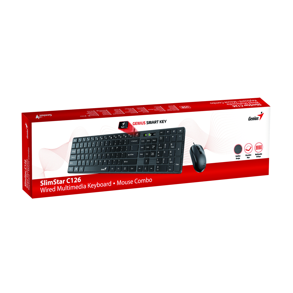 Комплект SlimStar C126  чёрный, USB(клавиатура SlimStar 126 и мышь DX-125)