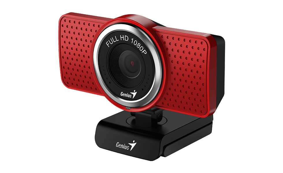 Веб-камера Genius ECam 8000 красная (Red), 1080p Full HD, Mic, 360°, универсальное мониторное крепление, гнездо для штатива