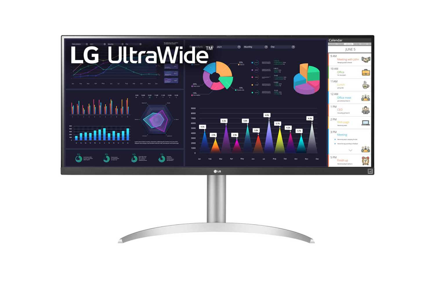 Монитор LCD 34'' 21:9 2560х1080(UW-UXGA) IPS, nonGLARE, 250cd/m2, H178°/V178°, 1000:1, 16,7 миллионов цветов, 5ms, 2xHDMI, Tilt, Audio out, 2Y, White