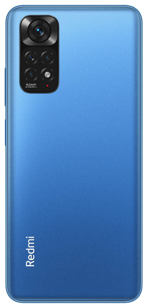 Redmi Note 11 Twilight Blue(2201117TY), 16,33 см (6.43") 1080 x 2400, 2.4GHz+1.8GHz, 8 Core, 4 GB, 128 GB, 1 ТБ, 50 МП+ 8 МП + 2 МП + 2 МП/13Mpix, 2 Sim, 2G, 3G, LTE, BT v5.0, WiFi 802.11 a/b/g/n/ac, NFC, GPS, Galileo, Glonass, Type-C, 5000 mAh, Android 1