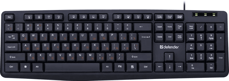 Проводная клавиатура Defender 45164 Concept HB-164 RU,черный,104+FN,1.8м