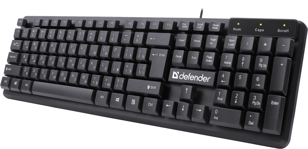 Проводная клавиатура Defender 45559 Symbol HB-559 RU,черный,104 кн,1.5м