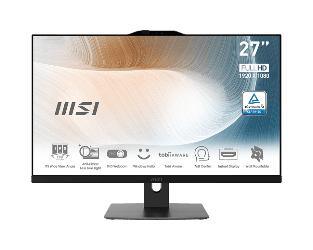 Modern AM272P 12M-291RU (MS-AF82)  27'' FHD(1920x1080)/Intel Core i5-1240P/16GB/512GB SSD/Integrated/WiFi/BT/2.0MP/KB+MOUSE(WLS)/W11Pro/1Y/BLACK