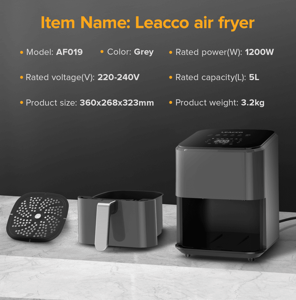 Аэрогриль LEACCO AF010 Air Fryer Black