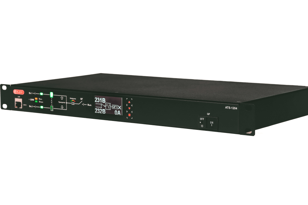 ELEMY RACK ATS, 1U, 220В, 16А, OLED, Ethernet, in (2) C20, out (1) C19 (9) C13