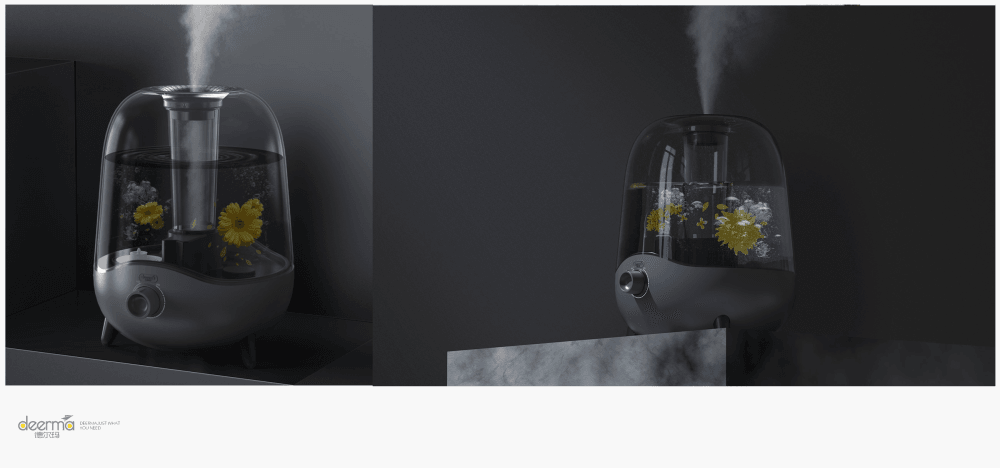 Увлажнитель воздуха deerma Humidifier DEM-F323W Gray, ультразвуковой, 25W, Capacity: 5 L, Consumption: 300 ml/hour, Humidification Time: 12-15 Hours, 38dB, Body Material: Plastic