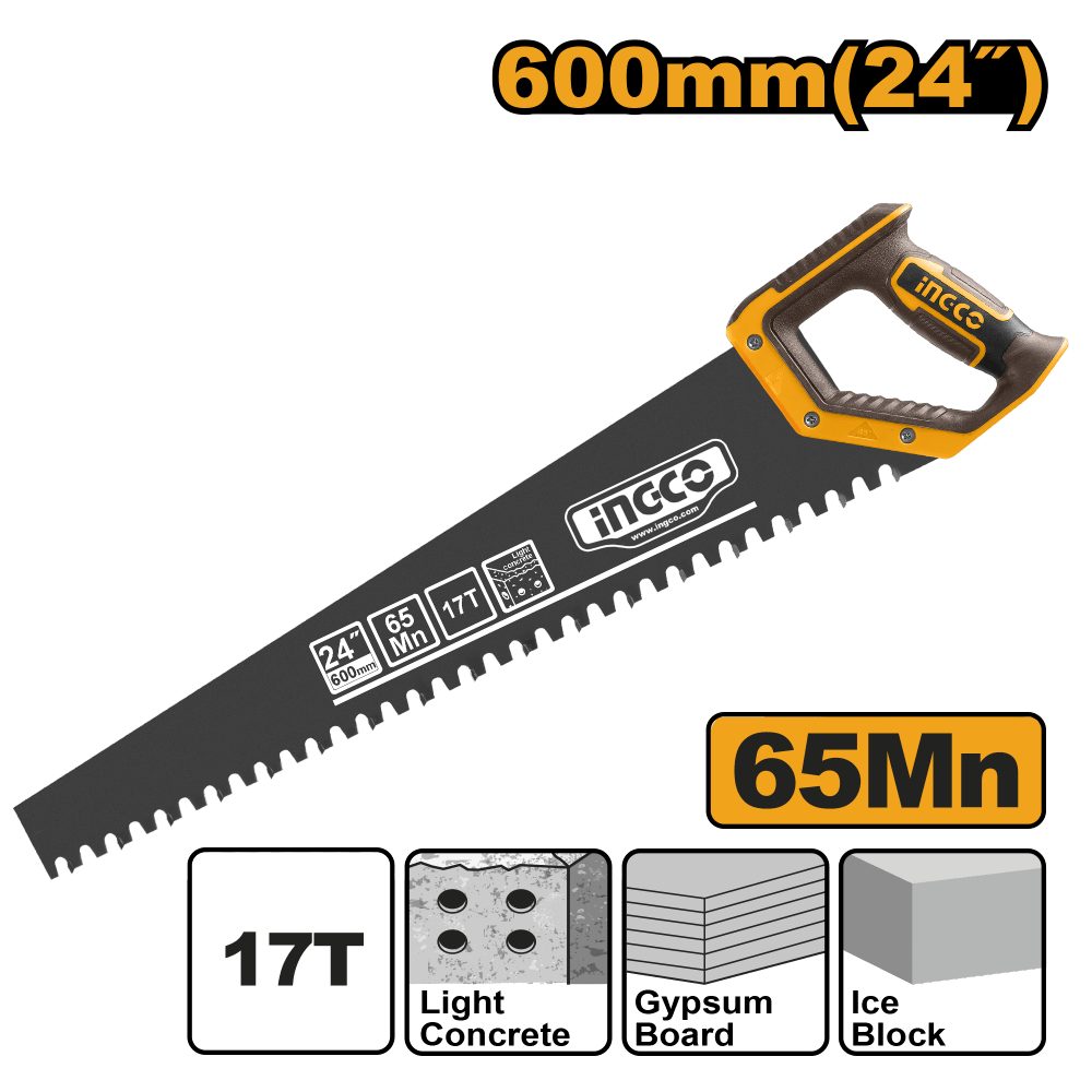 Легкая пила по пенобетону Ingco HCBS016001,17Т,600мм