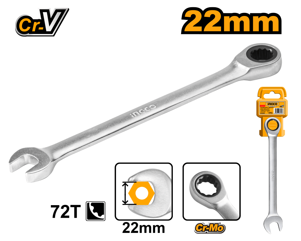 Комбинированный трещоточный ключ 21 мм INGCO HCSPAR211 INDUSTRIAL