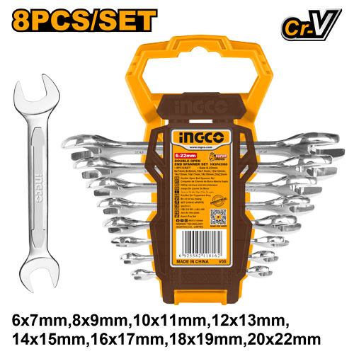 Набор рожковых гаечных ключей Ingco HKSPA2088,6-22мм