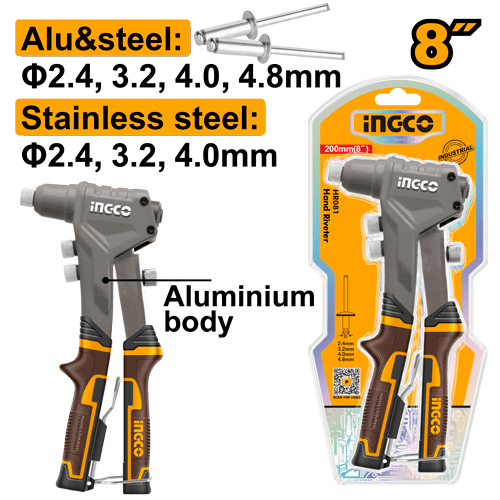 Ручной заклепочник Ingco HR081,разм: 2,4-3,2-4-4,8мм