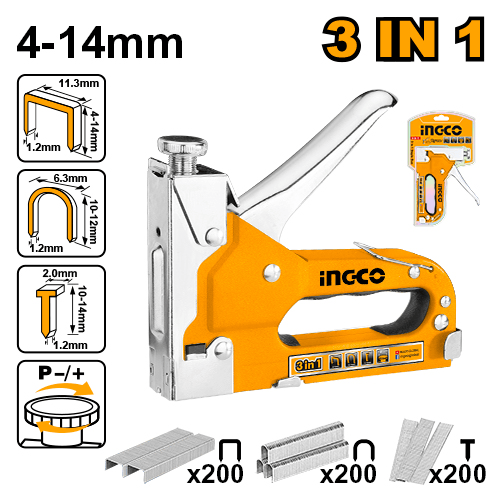 Степплер 3 В 1 Ingco HSG1405,скобы, гвозди типы: STS0208/STS0210/STS0212, U-Shape STS0412,гвозди:STS6110