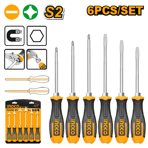 Набор переставных отверток из 6 шт. Ingco HSGT680608,SL,PH, магн.наконечник