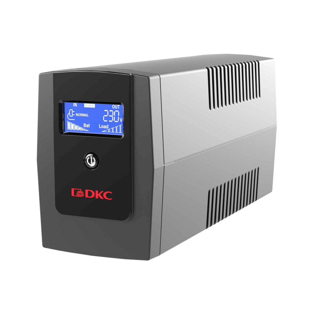 Линейно-интерактивный ИБП ДКС серии Info LCD, 600 ВА/360 Вт, 1/1, 3xIEC C13, USB + RJ45, LCD, 1x7Aч