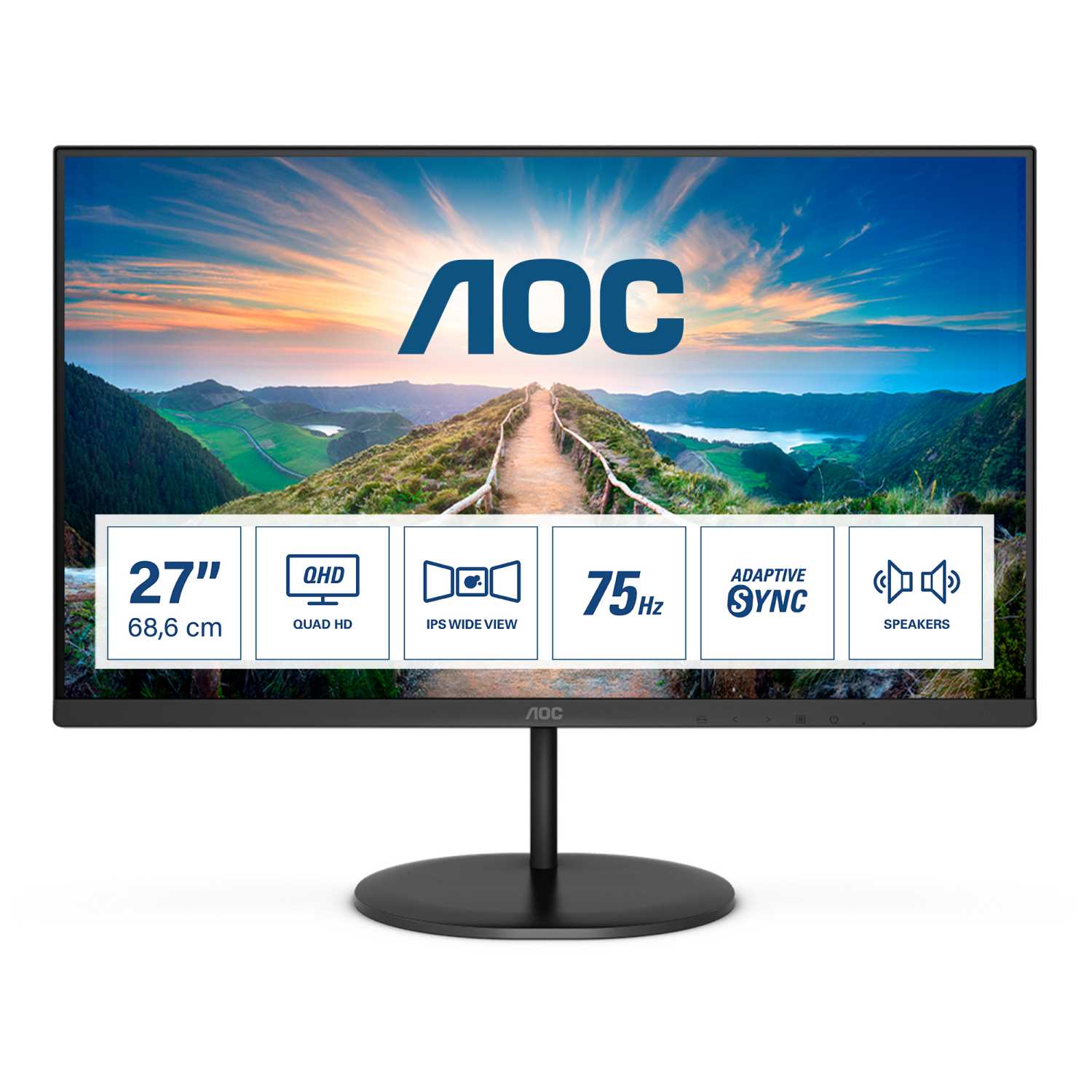 Монитор LCD 27'' 16:9 2560х1440(WQHD) IPS, nonGLARE, 75 Hz, 250 cd/m2, H178°/V178°, 1000:1, 20М:1, 16.7M, 4ms, HDMI, DP, Tilt, Speakers, Audio out, Black