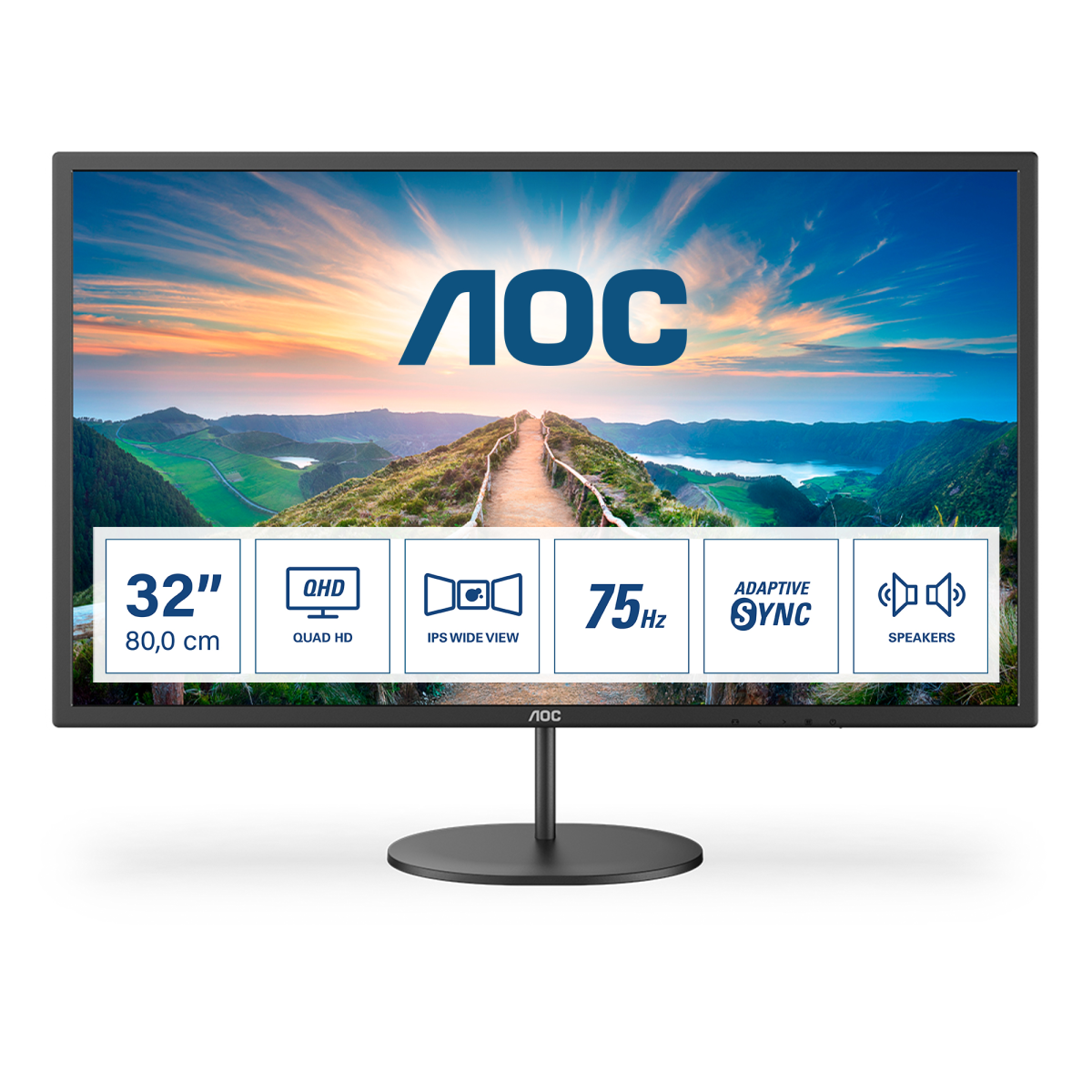 Монитор LCD 31.5'' 16:9 2560х1440(WQHD) IPS, nonGLARE, 75 Hz, 250 cd/m2, H178°/V178°, 1000:1, 20М:1, 16.7M, 4ms, HDMI, DP, Tilt, Speakers, Black