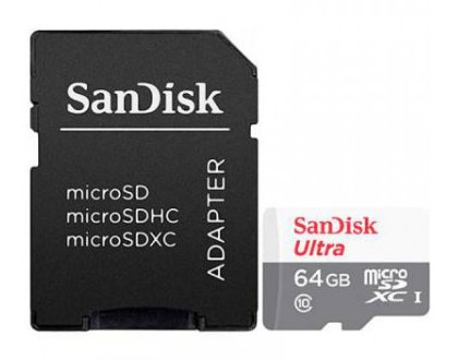 Карта памяти SanDisk Ultra® 64GB microSDXC + SD Adapter 100MB/s Class 10 UHS-I