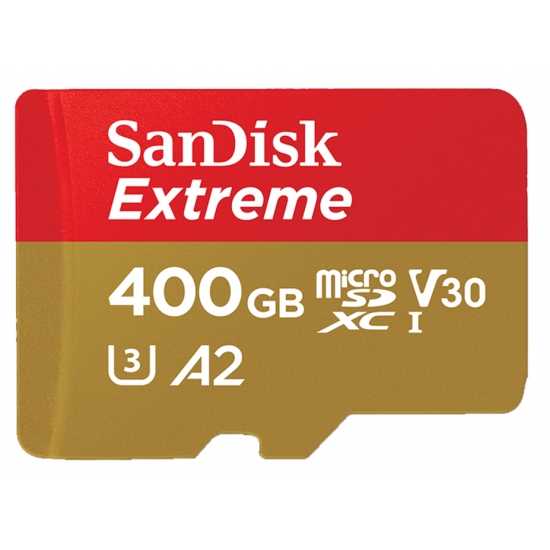 Карта памяти SanDisk Extreme microSDXC 400GB + SD Adapter + Rescue Pro Deluxe 160MB/s A2 C10 V30 UHS-I U6