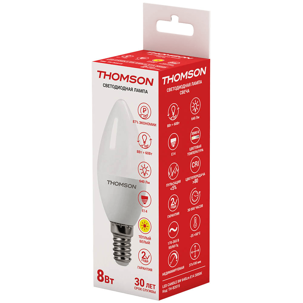 THOMSON LED CANDLE 8W 640Lm E14 3000K TH-B2015