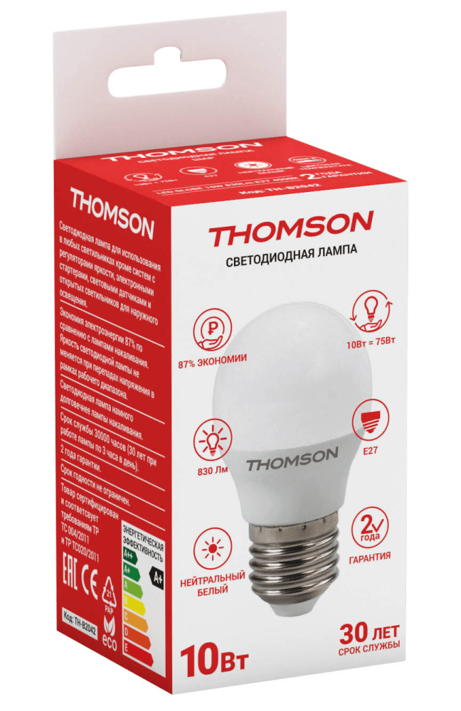 THOMSON LED GLOBE 10W 830Lm E27 4000K TH-B2042