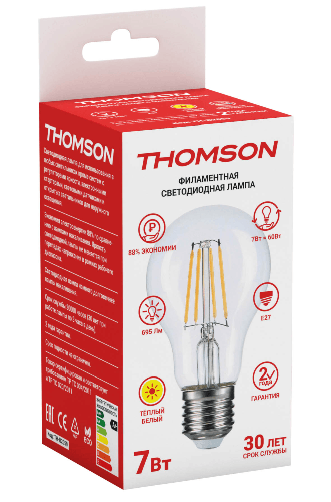 THOMSON LED FILAMENT A60 7W 695Lm E27 2700K TH-B2059