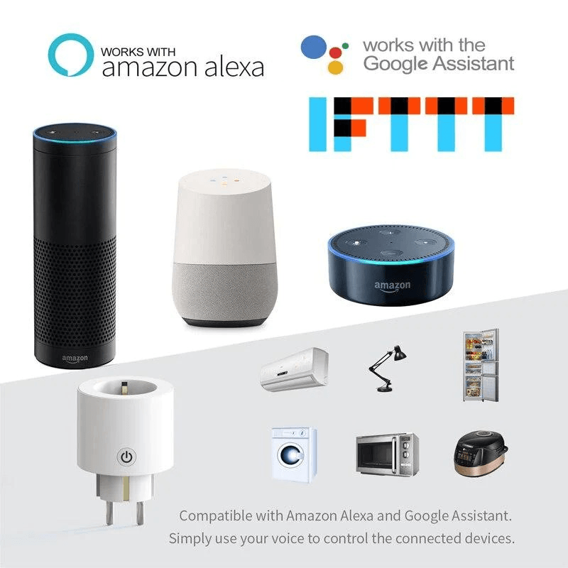 Розетка 1-пост. MOES Smart Socket Wi-Fi, 250 В, 16А, встраиваемая IP20, шторки + ЗК Белая