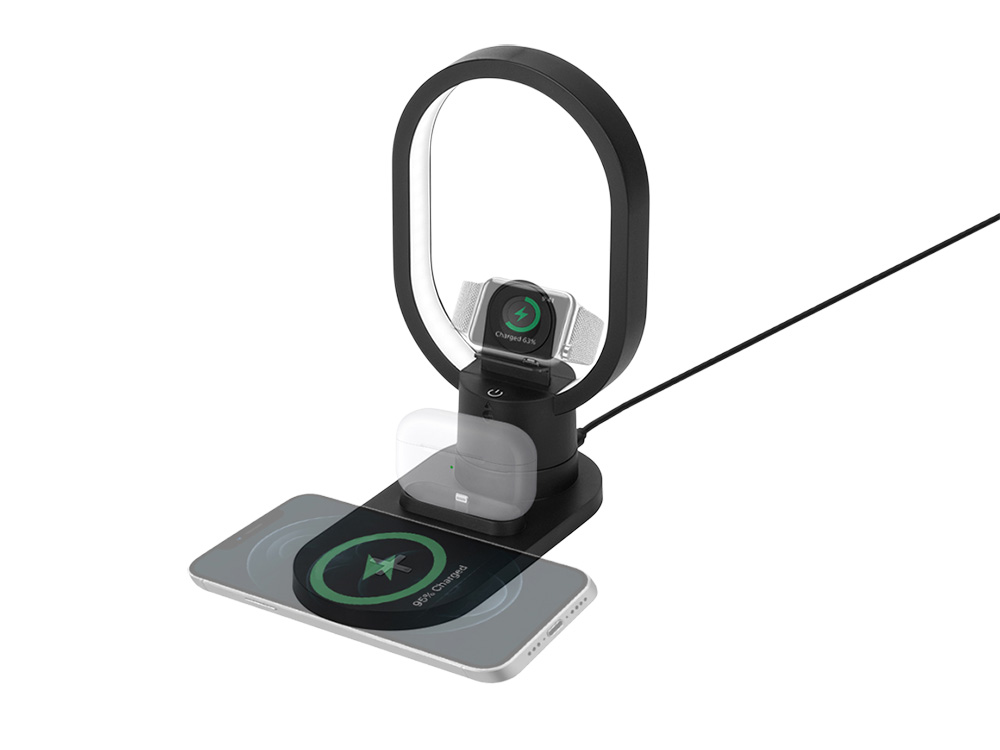 Беспроводная зарядная станция 4-в-1 Portal c лампой, 15 Вт
