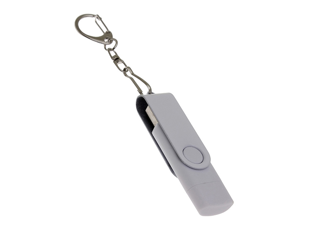 USB 2.0- флешка на 8 Гб с поворотным механизмом и дополнительным разъемом Type-C