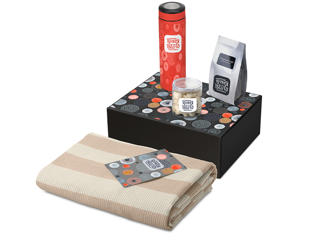 Подарочный набор Re:y. Warm с пледом, термосом и чаем