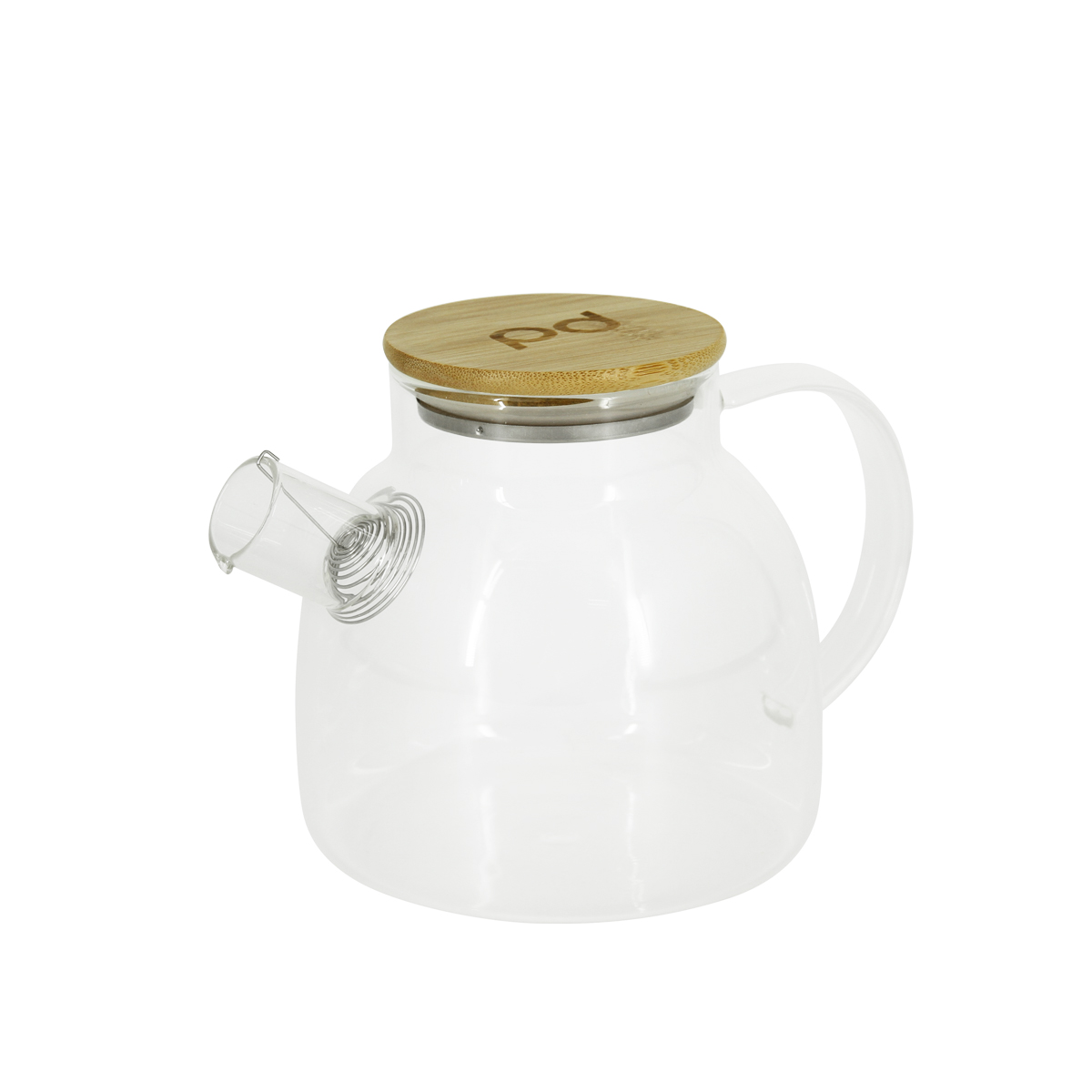 P250088 Neri Чайник заварочный стеклянный с фильтром-пружиной и бамбуковой крышкой, 1200мл.
