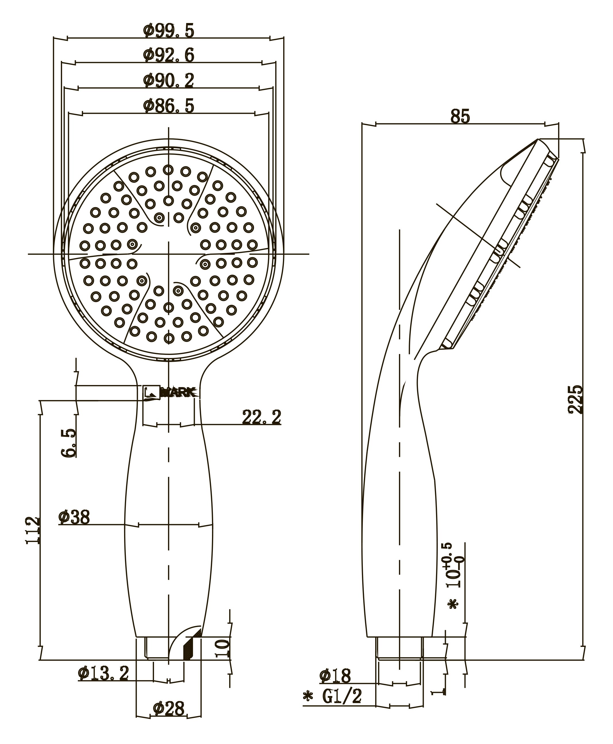 ЛЕЙКА ДЛЯ ДУША D=100 ММ 1 РЕЖИМ LM8001C (1/50) "LEMARK"   