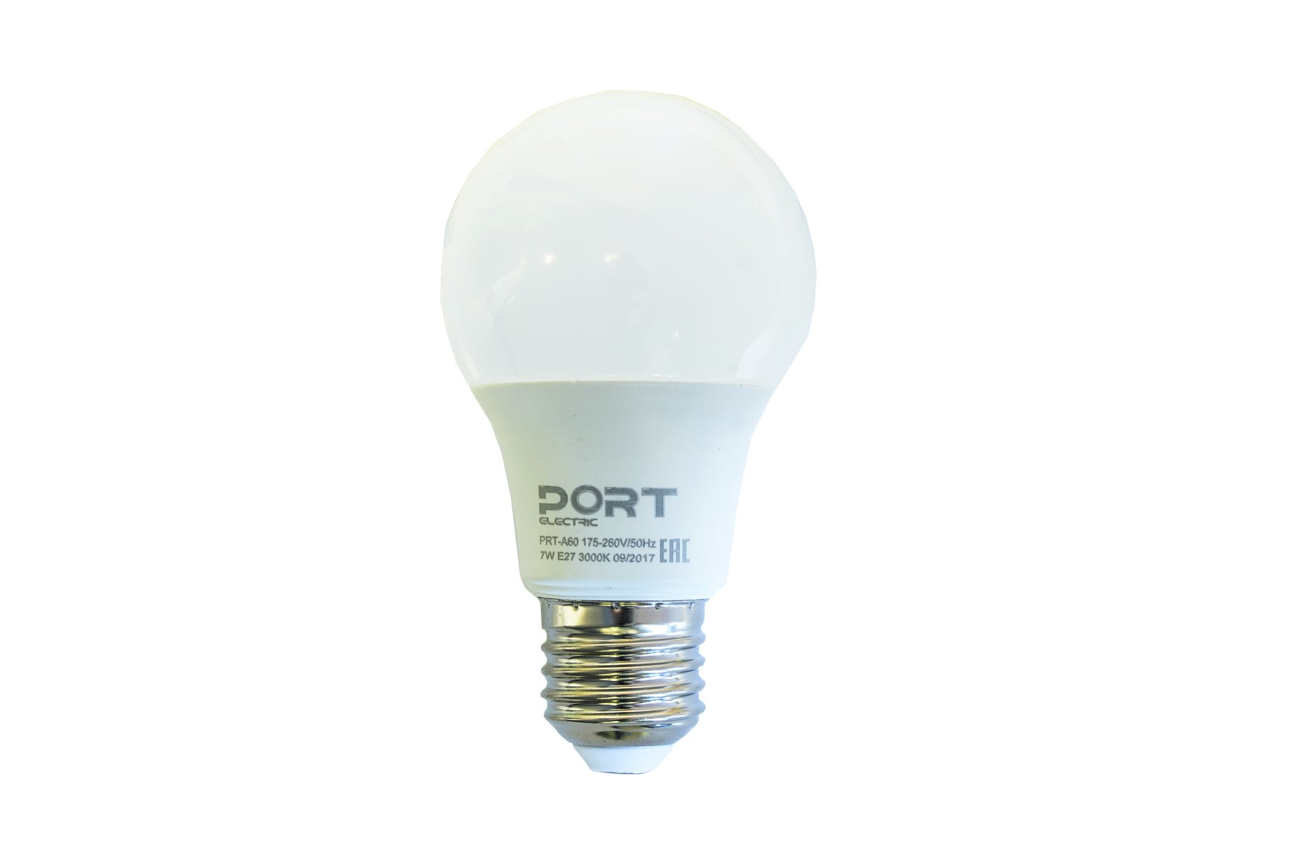 ЛАМПА СВЕТОДИОДНАЯ (LED)  "PORT" A60  ГРУША  07W 3000 К  E27, МАТОВ., ТЕПЛ. СВЕТ (10/80) 