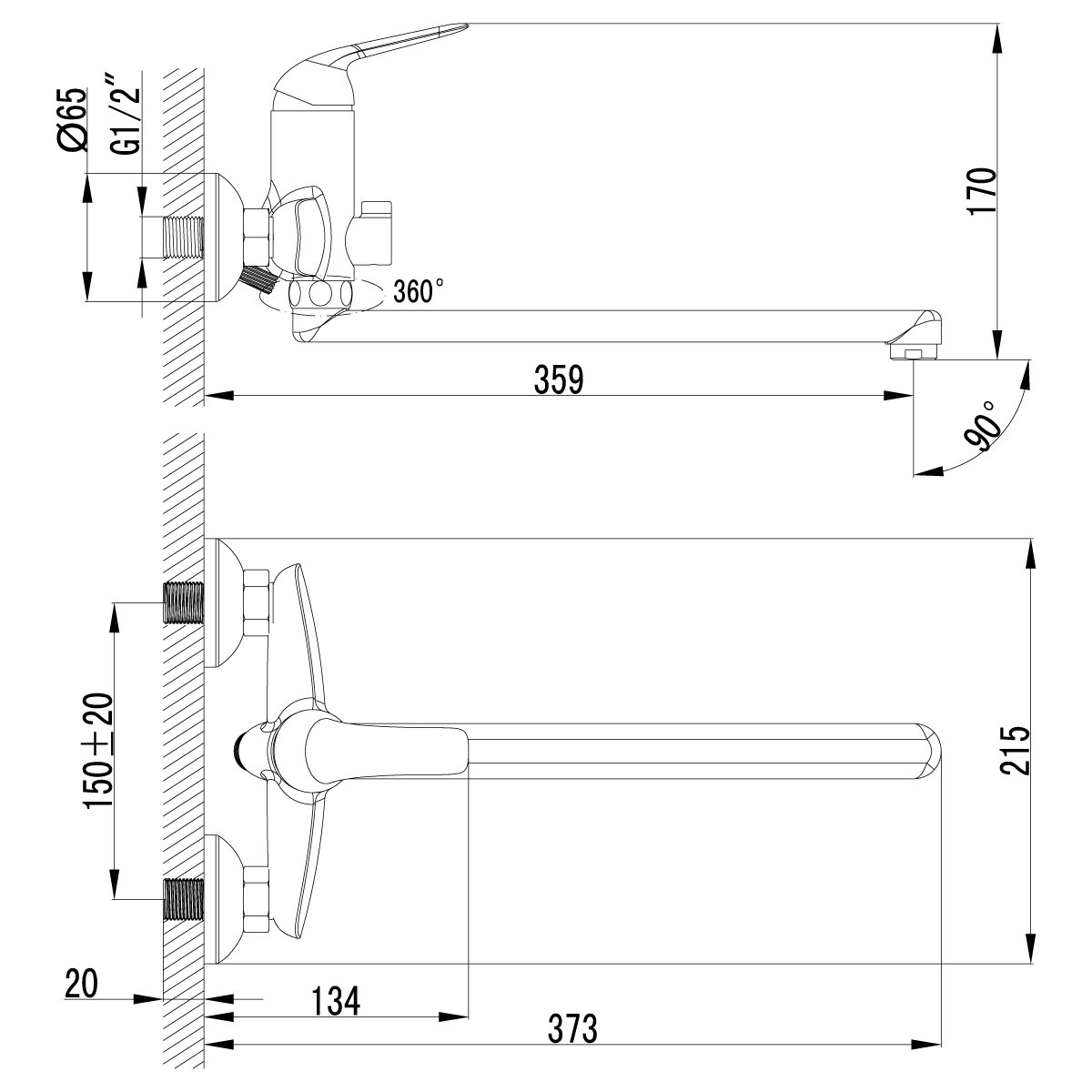 СМЕСИТЕЛЬ ДЛЯ ВАНН "PLUS ADVANCE"  LM1251C  ДЛИННЫЙ ПЛОСКИЙ ИЗЛИВ (1/8) "LEMARK"   