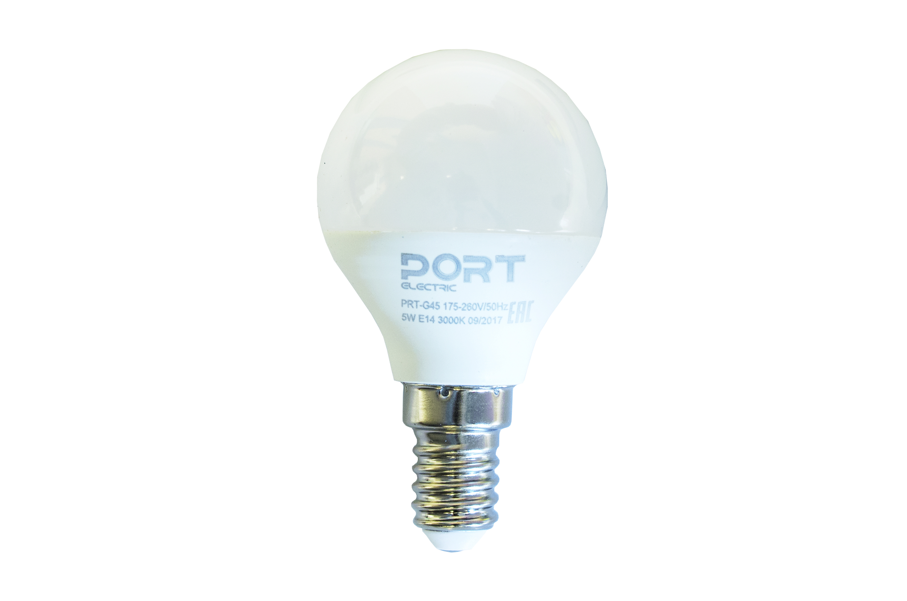 ЛАМПА СВЕТОДИОДНАЯ (LED)  "PORT" G45  ШАР  05W 3000 К  E14, МАТОВ., ТЕПЛ. СВЕТ (10/100) 