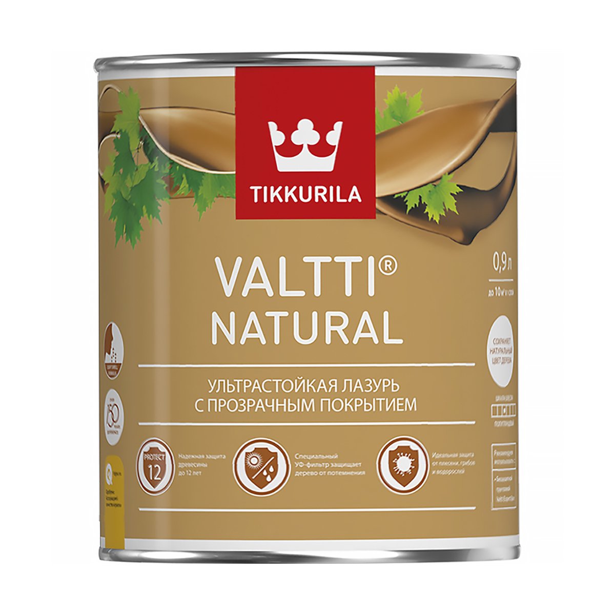 ВАЛТТИ NATURAL  0,9 Л (1/6)  УЛЬТРАСТОЙКАЯ ЛАЗУРЬ  БЕСЦВЕТНАЯ "ТИККУРИЛА" 