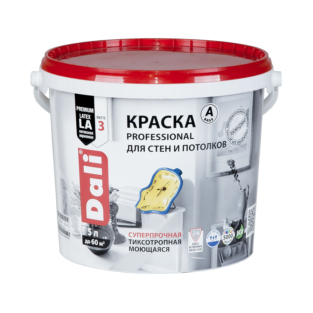 КРАСКА АКРИЛОВАЯ "DALI PROFESSIONAL" 3 (МАТОВАЯ) ДЛЯ СТЕН И ПОТОЛКОВ  БАЗА А  5 Л (1) "РОГНЕДА" 