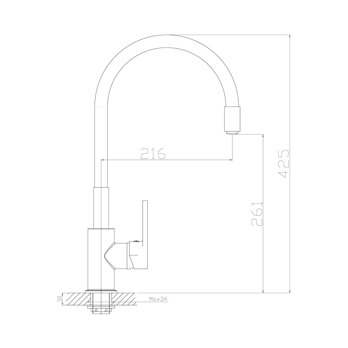 СМЕСИТЕЛЬ ДЛЯ КУХНИ  Z35-35U-Black (ЧЕРНЫЙ/ХРОМ)  ГИБКИЙ ПОВОРОТН. ИЗЛИВ (1/12) "ROSSINKA"     