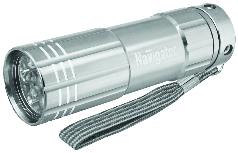 ФОНАРЬ СВЕТОДИОДН. NPT-CM07-3АAA  АЛЮМ. 9 LED (1/12/72) "NAVIGATOR" 94 928 