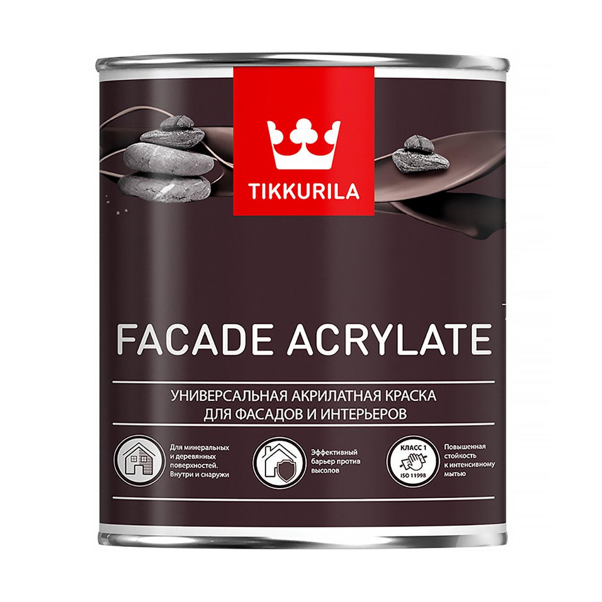 КРАСКА "FACADE ACRYLATE"  0,9 Л (1/6) ДЛЯ ФАСАДОВ "ТИККУРИЛА" 