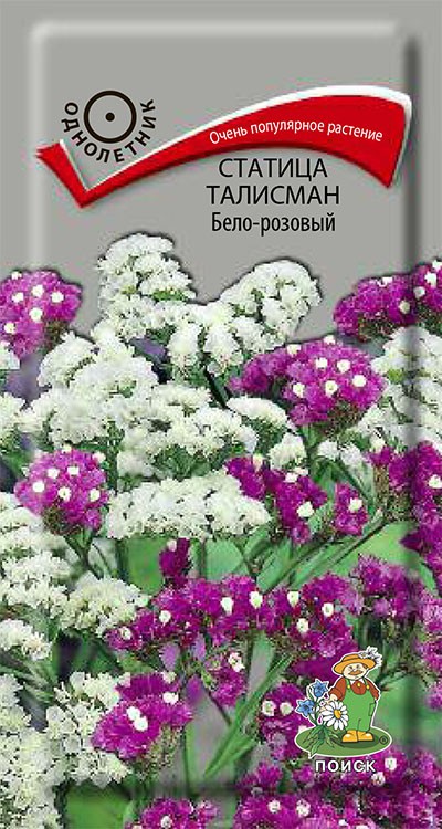 СЕМЕНА ЦВЕТОВ СТАТИЦА ВЫЕМЧАТАЯ  "ТАЛИСМАН БЕЛО-РОЗОВЫЙ"  ("1)  0,1 Г (10/100) "ПОИСК" 