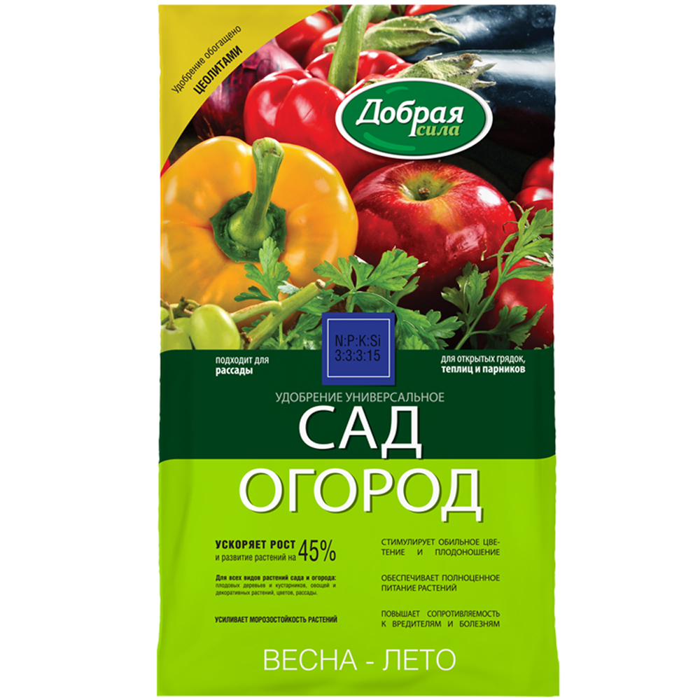 УДОБРЕНИЕ "ДОБРАЯ СИЛА" УНИВЕРС. САД-ОГОРОД 0,9 КГ (12)  