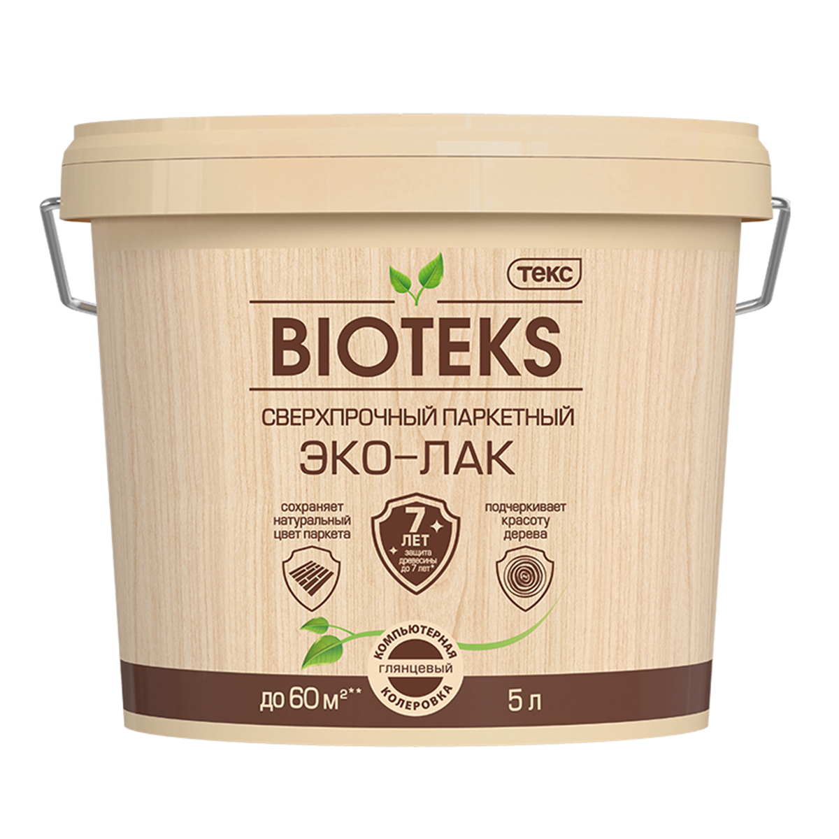 ЛАК "BIOTEKS" (ЛАК "ПРОФИ") ПАРКЕТНЫЙ ВОДНЫЙ  ГЛЯНЦ.  5 Л (1) ТЕКС 