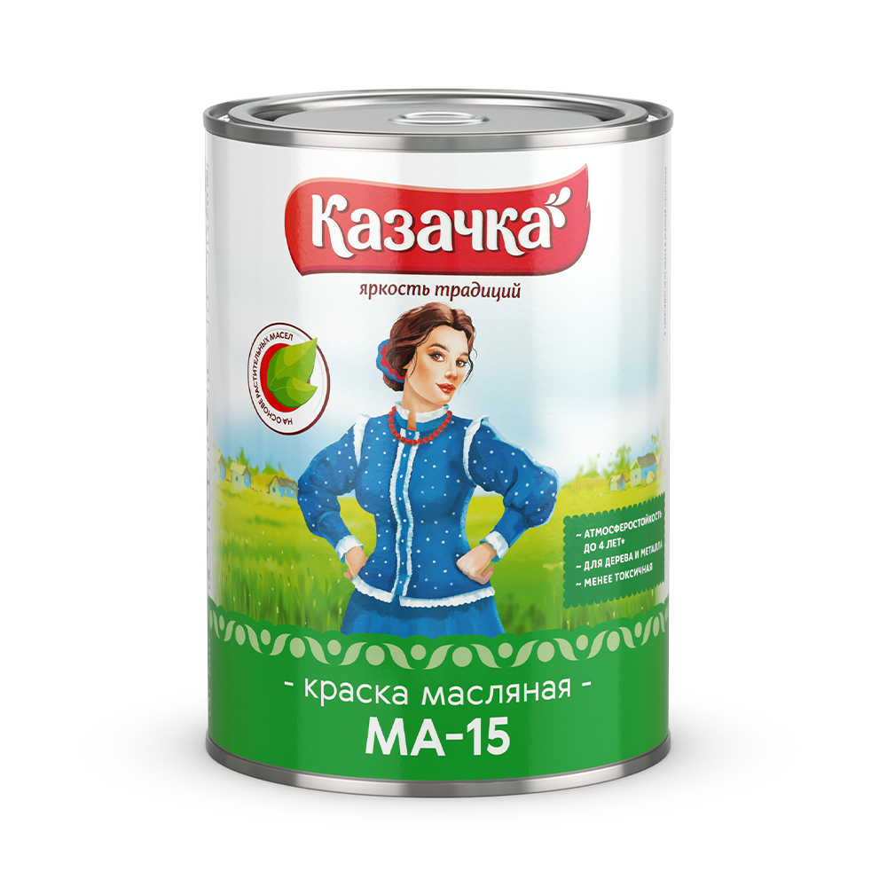 КРАСКА МА-15 ЗЕЛЕНАЯ  0,9 КГ (1/14) "КАЗАЧКА" 