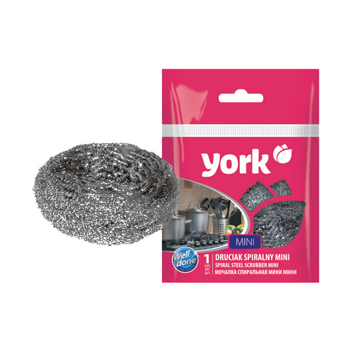 МОЧАЛКА ДЛЯ ПОСУДЫ НЕРЖАВ. СПИРАЛЬ "МИНИ" (1/300) "YORK" 