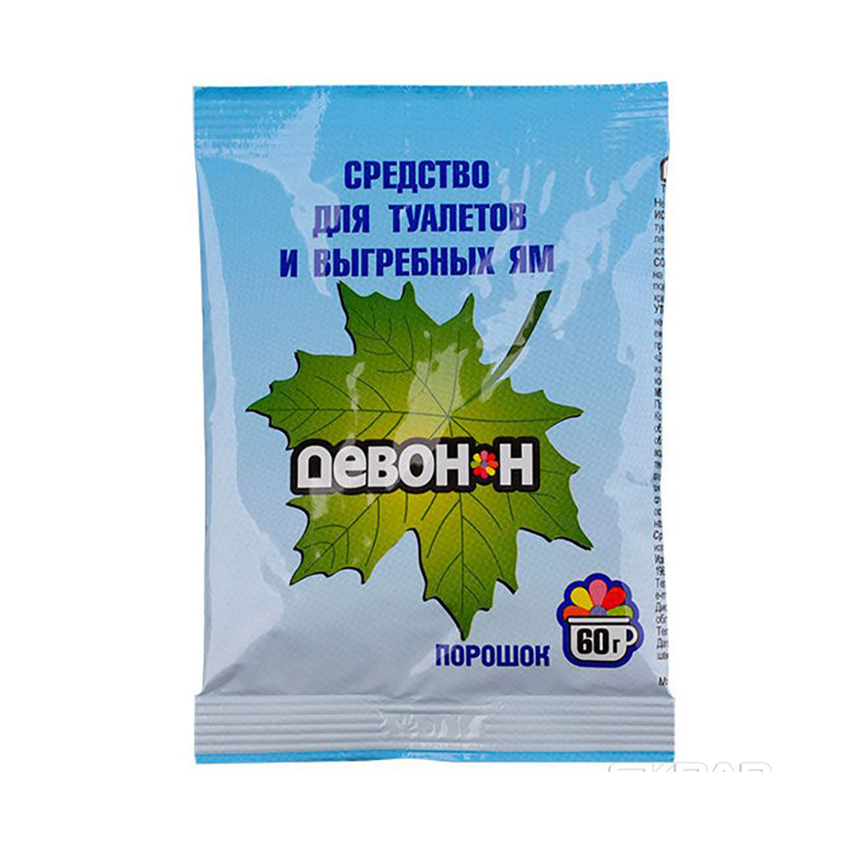 СРЕДСТВО ДЛЯ БИОТУАЛЕТОВ, ВЫГРЕБНЫХ ЯМ И СЕПТИКОВ "ДЕВОН-Н" 60 Г (1/100) 