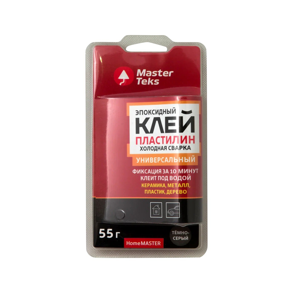 КЛЕЙ ХОЛОДНАЯ СВАРКА "HOMEMASTER" ЭПОКСИДН. УНИВЕРС. 55 Г ТЕМНО-СЕРЫЙ (1/18) "MASTERTEKS" 