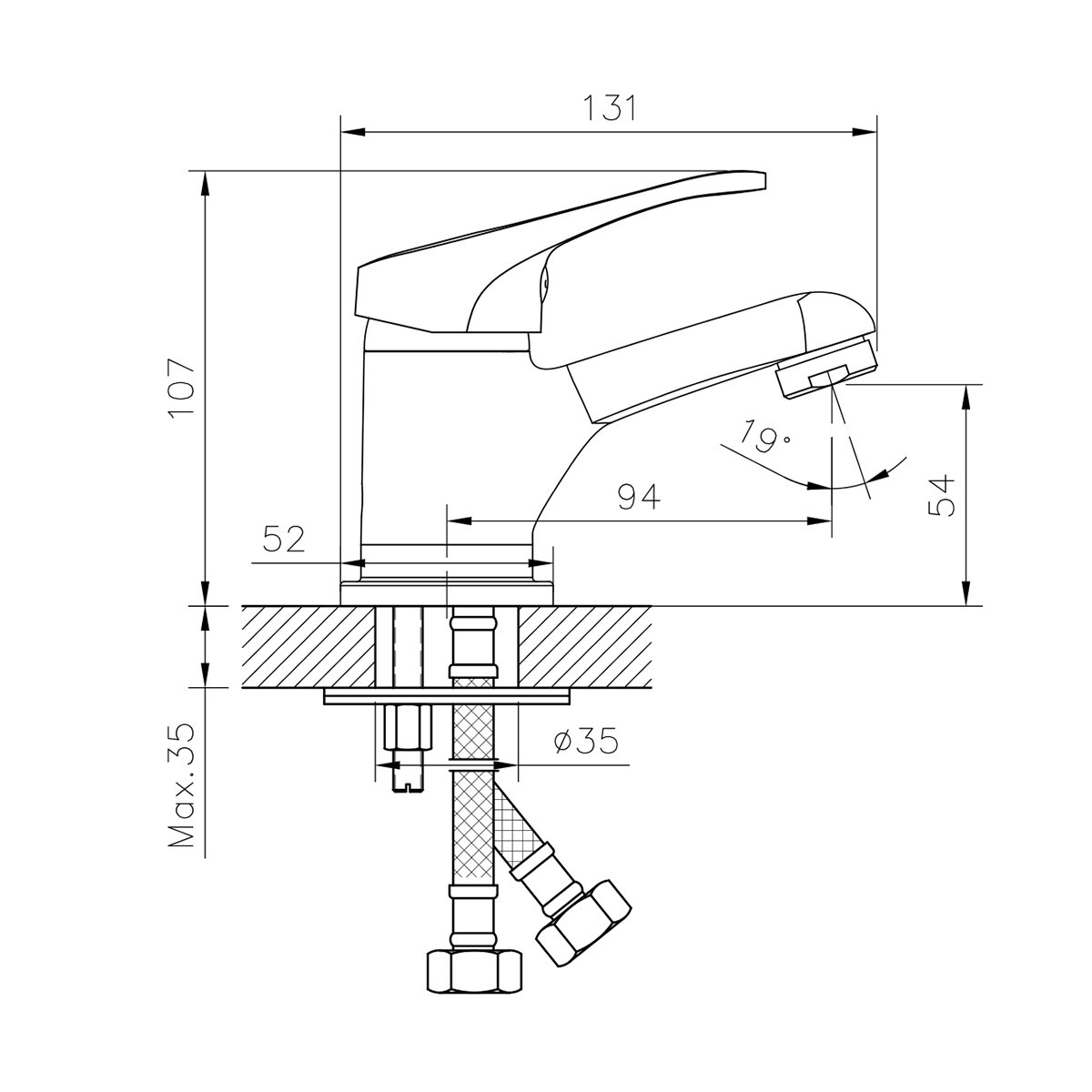 СМЕСИТЕЛЬ ДЛЯ УМЫВАЛЬНИКА DR21011 МОНОЛИТНЫЙ (1/12) "DECOROOM" 